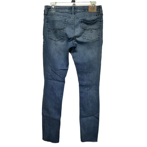 lucky brand lolita skinny jeans floral embroidered distressed raw hem Size 27 - Picture 3 of 6